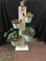 Load image into Gallery viewer, Antique White 4 Pot Tower W / Painted Clay Pots
