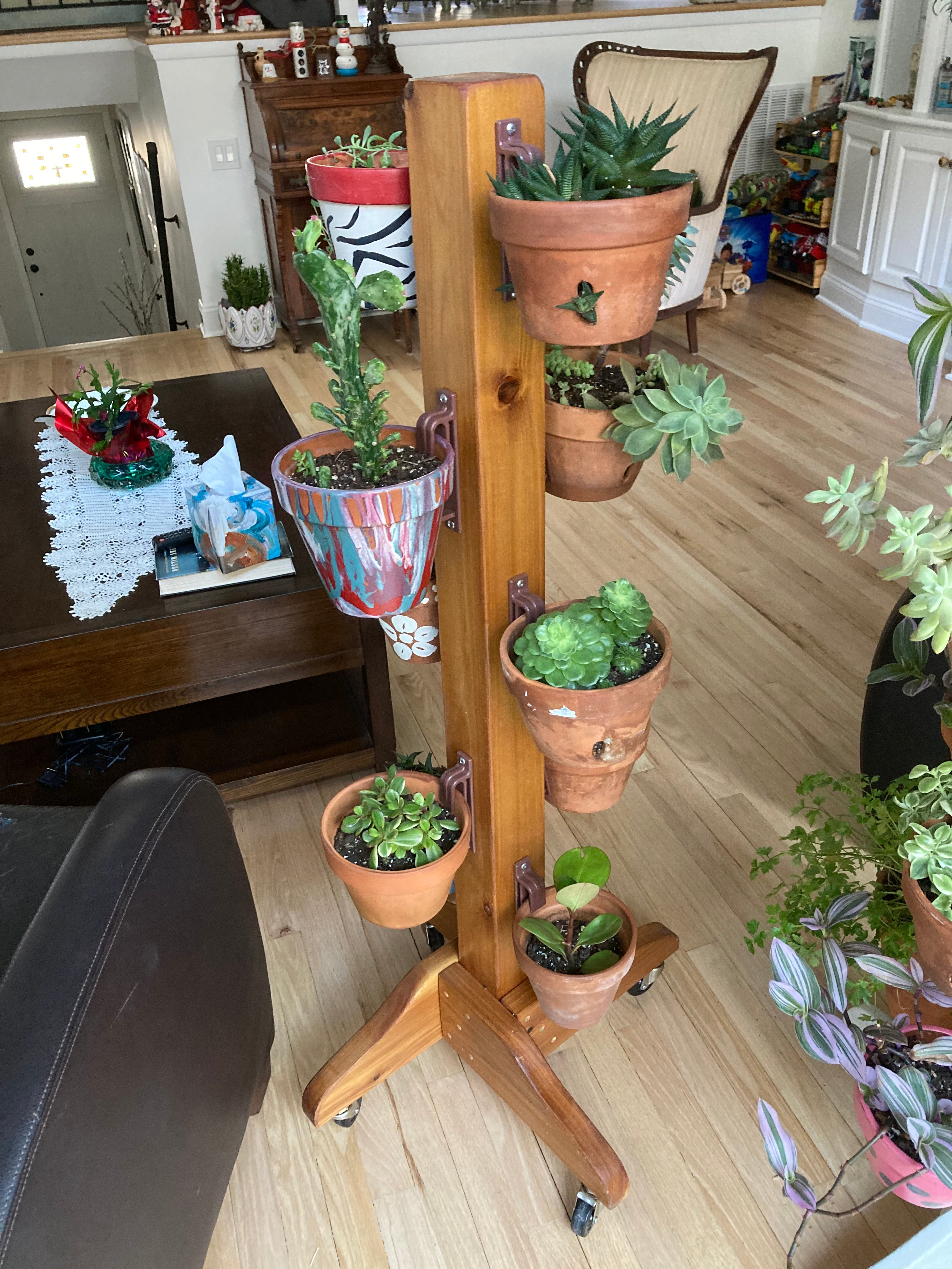 tower pots for climbing plants 10 Pot / 4 Way All Cedar Large Tower W/ Casters – Clay Pot Swings