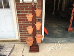 Load image into Gallery viewer, 6 Pot Mahogany Tower  w/ 2 of the 8” and 4 of the 6.5” Terra Cotta Clay Pots 
