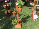 Load image into Gallery viewer, 4 Pot Cedar Tower with a Cherry Stain with 8” Clay Pots 
