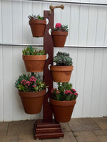 Load image into Gallery viewer, 6 Pot Mahogany Tower from Long Beach Ca. Beautifully displayed with succulents 
