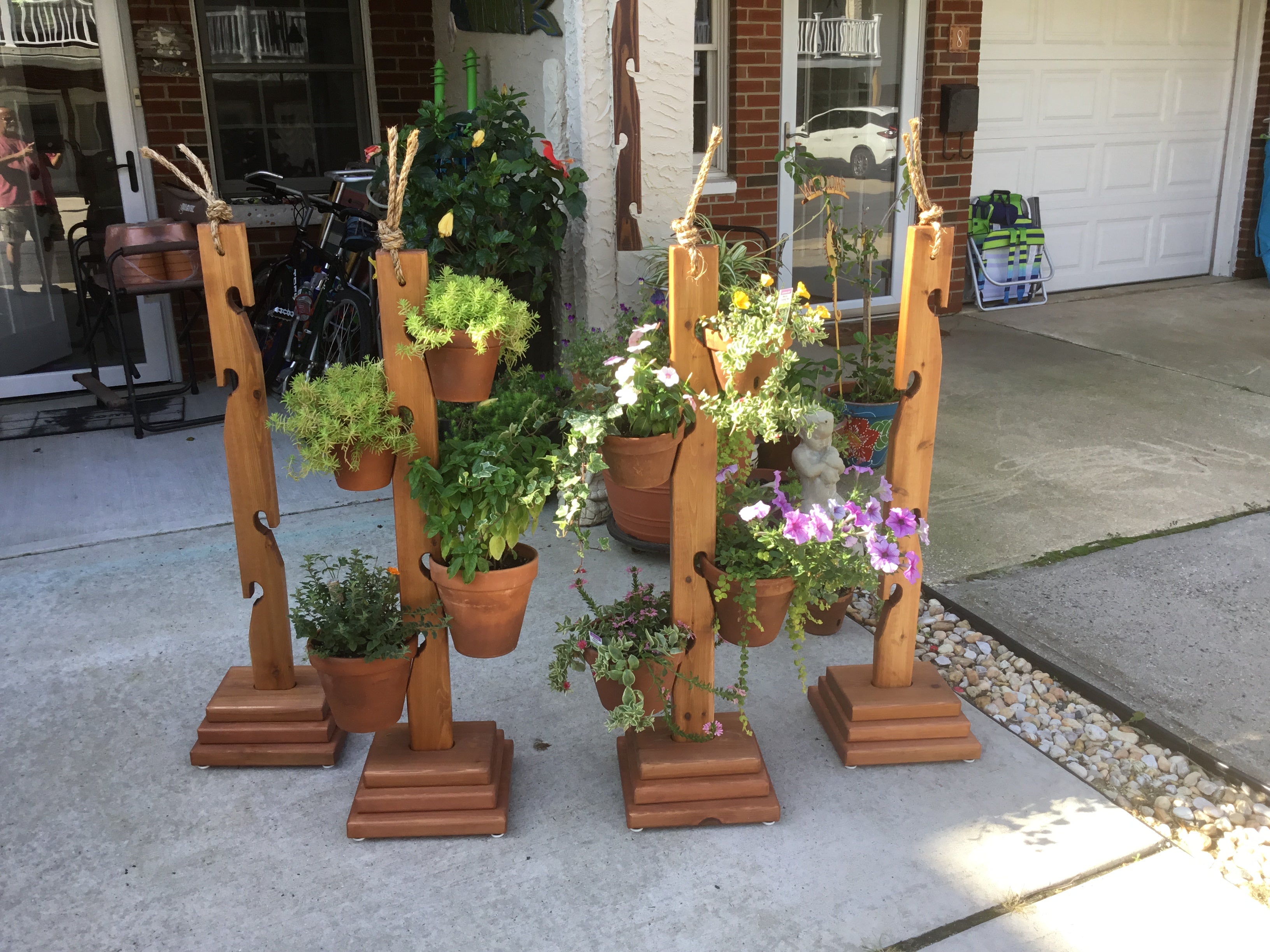 4 pots for plants 4 Pot Cedar Large Tower – Clay Pot Swings