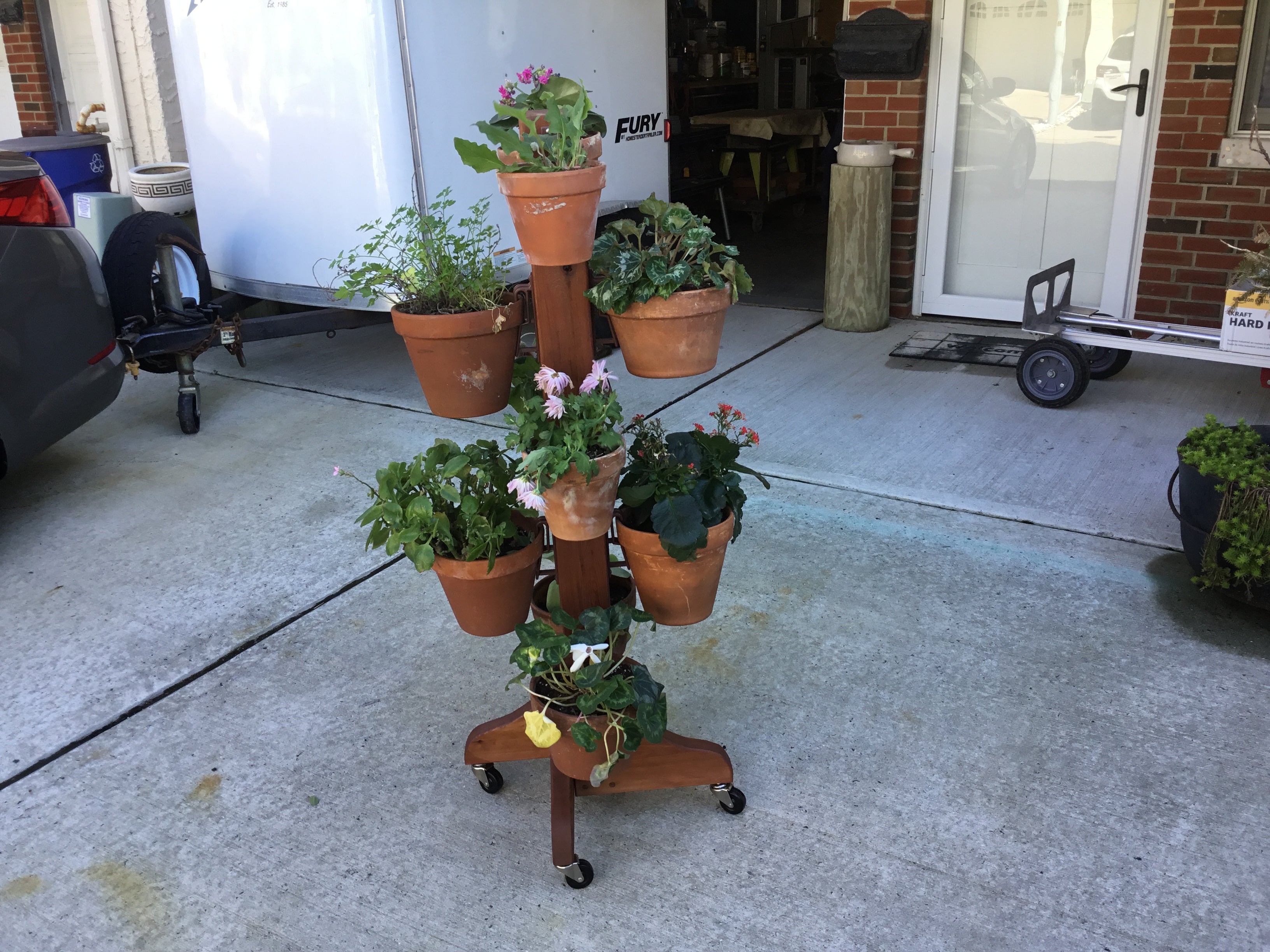 plant pot casters 10 Pot / 4 Way All Cedar Large Tower W/ Casters – Clay Pot Swings