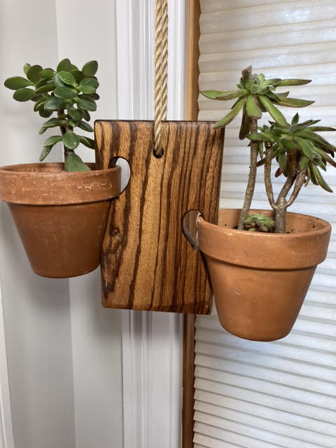 zebra hanging plant 2 Pot Zebra Wood Mini Swing – Clay Pot Swings