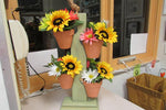 Load image into Gallery viewer, Rustic Sage 4 Pot Tower  W / Silk Flowers
